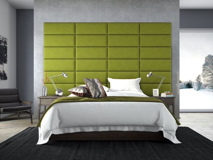 parede estofada no quarto painel de parede cama encosto da cama almofada do encosto da cama design verde moderno