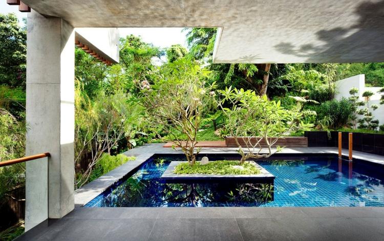 piscina-pequeno-jardim-ilha-gramado-árvores-canteiros elevados-criar
