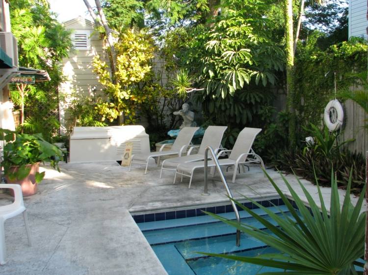 piscina-pequeno-jardim-pedra natural-design-etapa-verão-plantas frescas