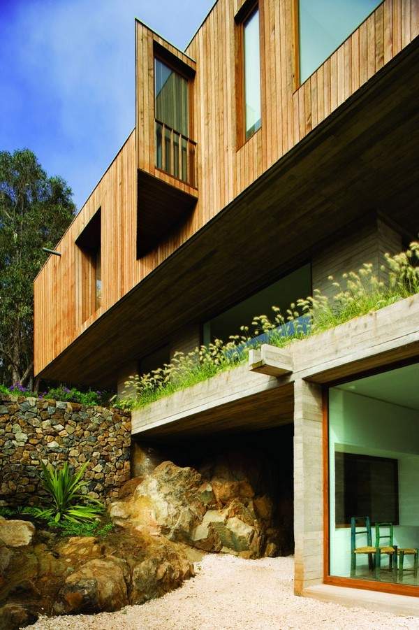 Elementos de fachada dinâmica de arquitetura de casa