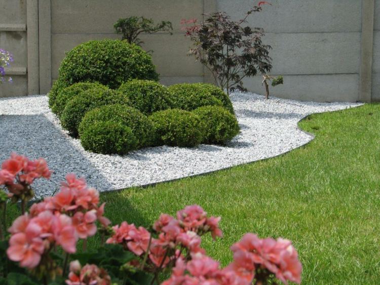 borda do gramado no jardim - seixo-branco-buxo-moderno