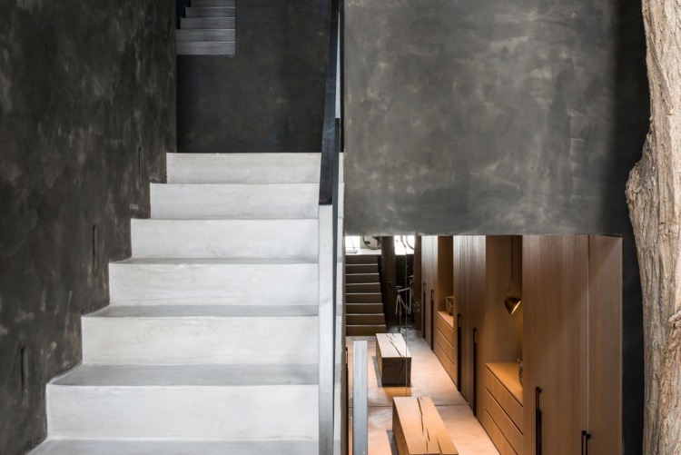 Ideias para paredes de gesso corrimão escada em cor antracite