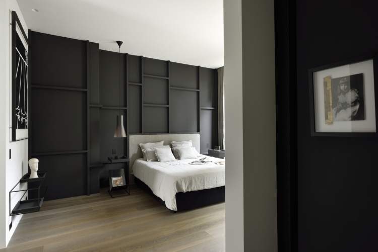 ideias de decoração de parede de quarto em cor antracite