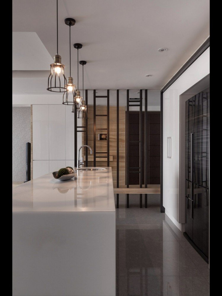 Luzes pendentes divisórias de quarto design barras de metal balcão de cozinha