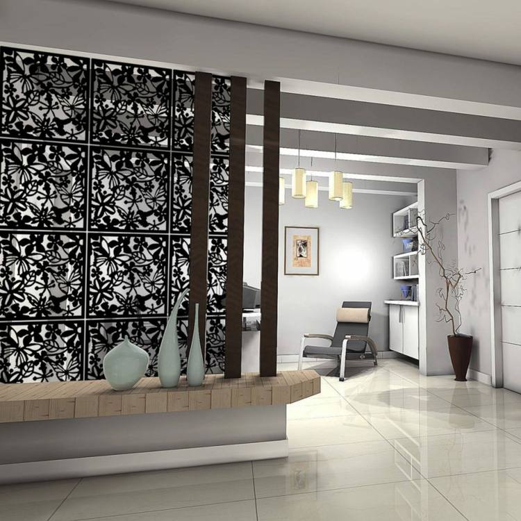 divisória da sala de estar design padrão de flor de metal interior moderno