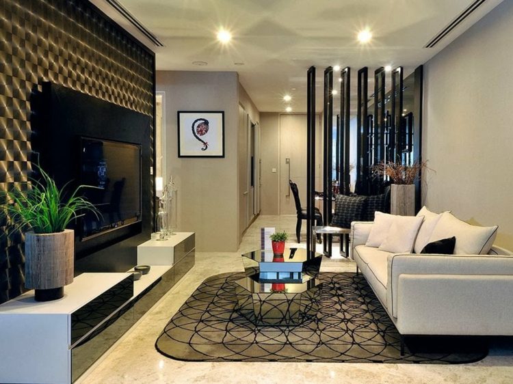 divisória de quarto moderno design em madeira preta