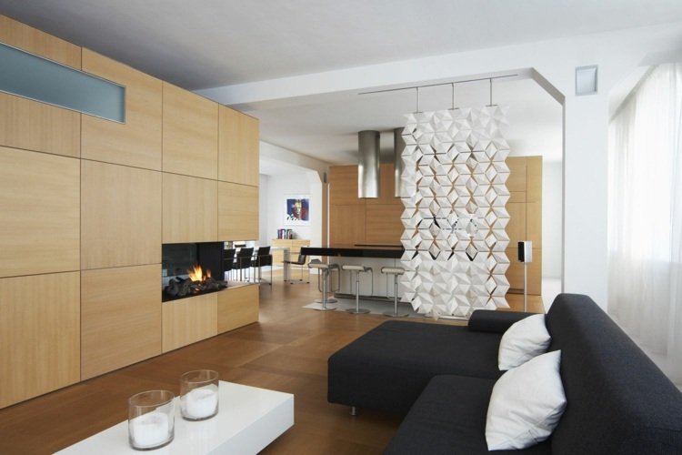 divisória da sala de estar design branco pendurado moderno