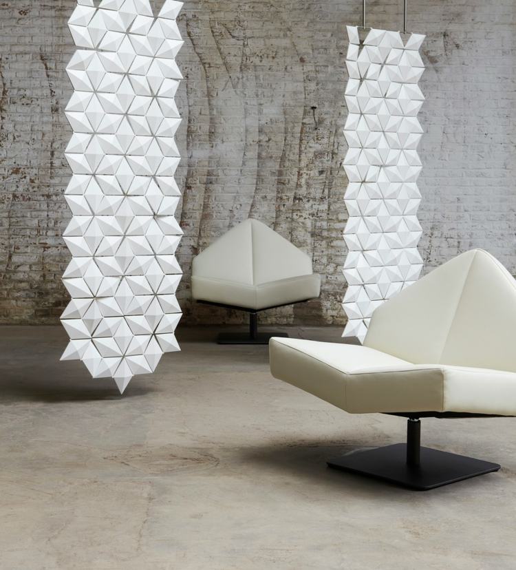 poltrona de couro design divisória de quarto pendurada 3d branco