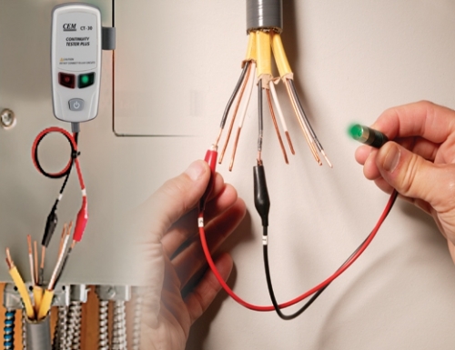 Kontrol af skjulte ledninger med en tester