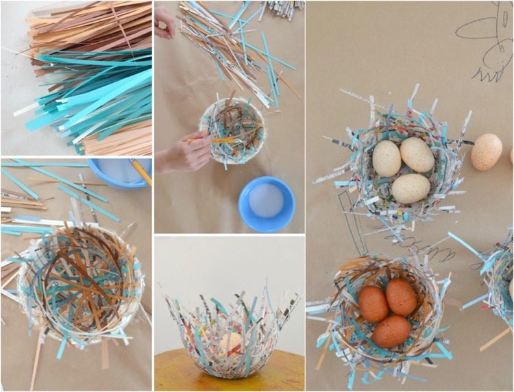reciclando-tinker-kids-newsprint-easter-bird's ninho