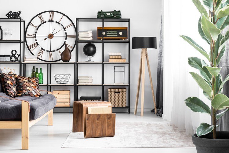 Decoração da sala de estar vintage Dicas Tendências de vida Decoração de prateleiras abertas