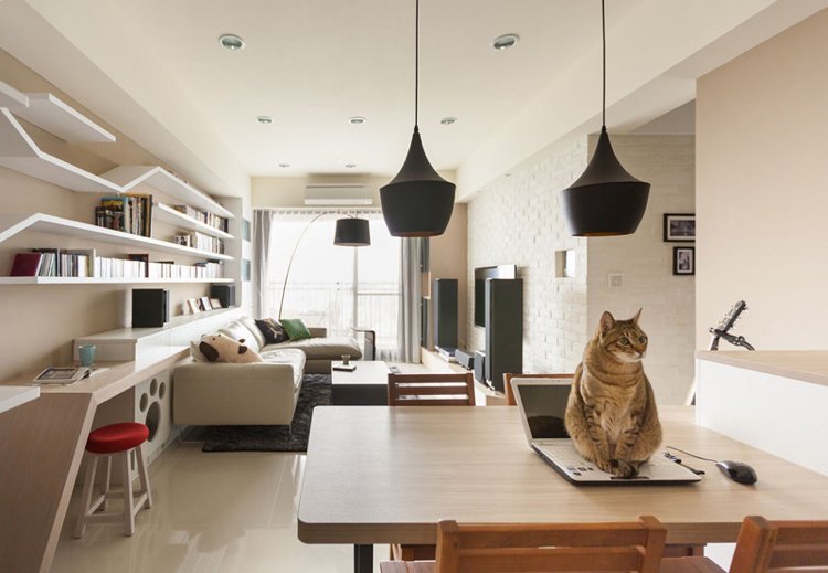 Prateleiras sob medida -design-cat árvore-sala de estar-claro-moderno-beihe-cat