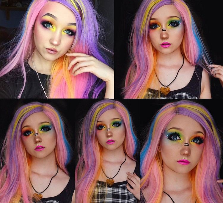 carnaval de maquiagem de cabelo arco-íris