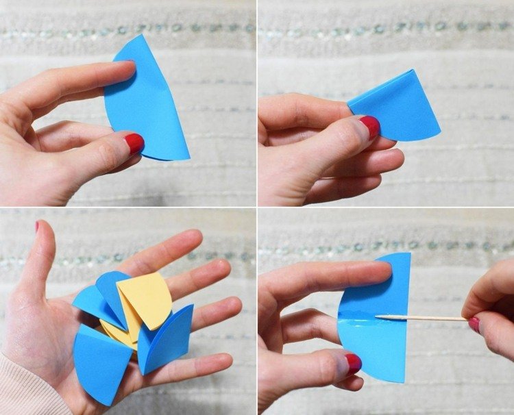 Faça um guarda-chuva com círculos de papel - instruções para dobrar e colar