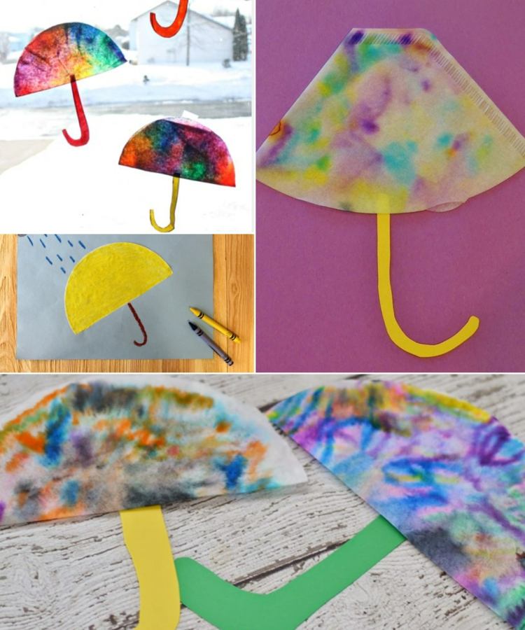 Ideias com filtros de café - pintando guarda-chuvas com aquarelas ou outras cores