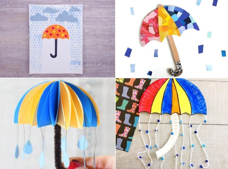 Faça um guarda-chuva de papel - instruções simples para crianças