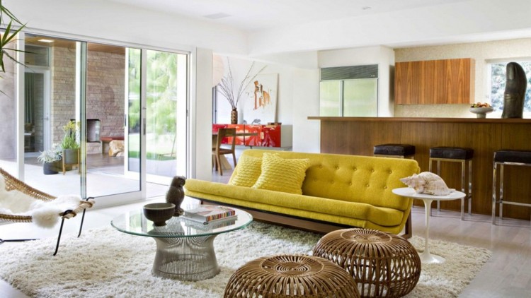 Visual retrô -design clássico-sala-sofá-plano aberto