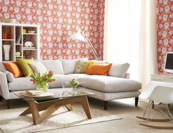 Retro-wallpaper-with-flowers-living room