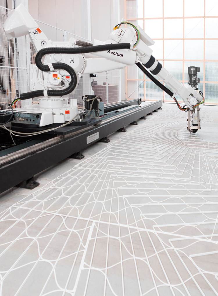 Piso de padrão geométrico de impressora Robot 3D