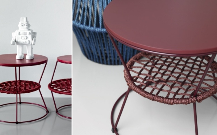 mesa lateral-redonda-moderna-criativa-vermelha-design-vime-estrutura de metal-Ziggy