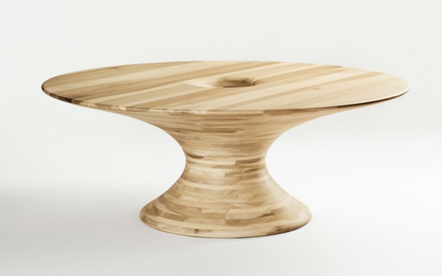 Mesa redonda de madeira mesa de madeira feita de folheado de jacarandá projeto peças de móveis de design