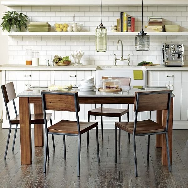 Cozinha, mesa, cadeiras, sala de jantar, azulejos rústicos