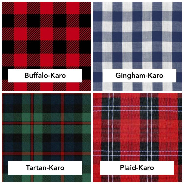 Visão geral dos diferentes padrões verificados Buffalo Gingham Tartan Plaid