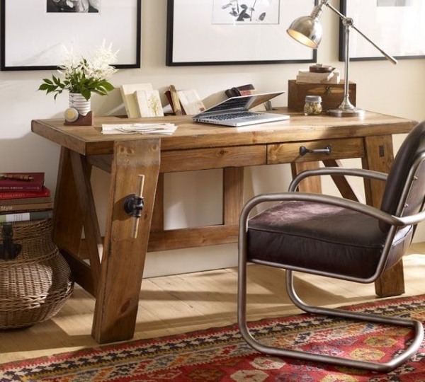 Home office design decoração opções design mobiliário secretária madeira maciça rústico