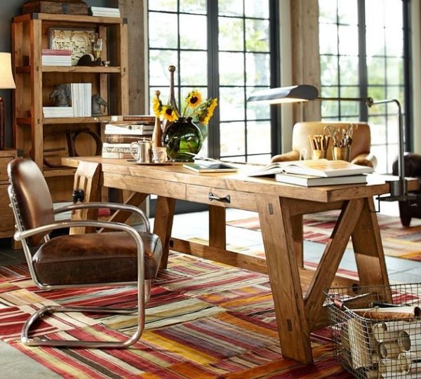 mesa, madeira, design, ideia, escritório, grande, decoração, candeeiro de mesa, vaso de flores regale-Hendrix