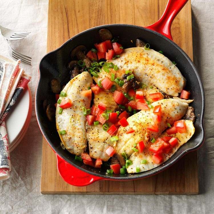 Filé de tilápia com cogumelos receitas com baixo teor de sal