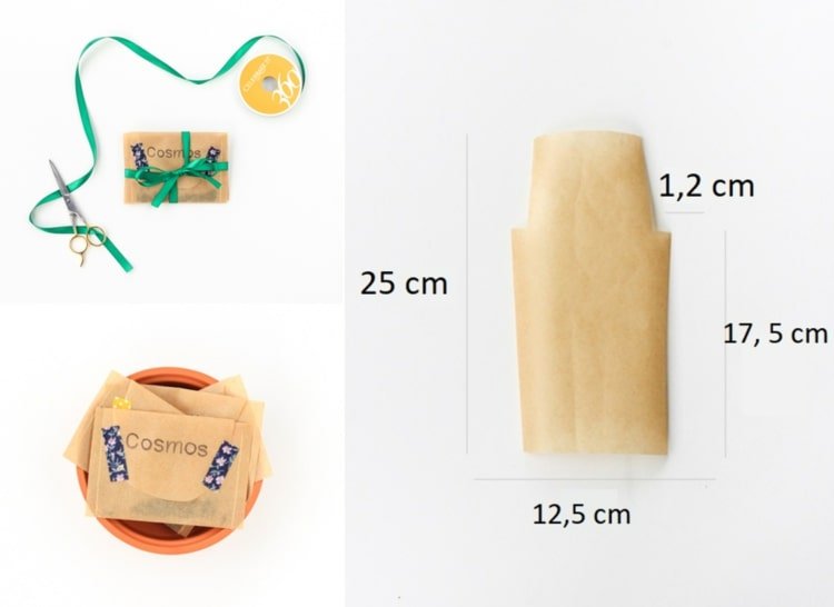 Recorte a forma do envelope, dobre-o e decore-o com fita para presente
