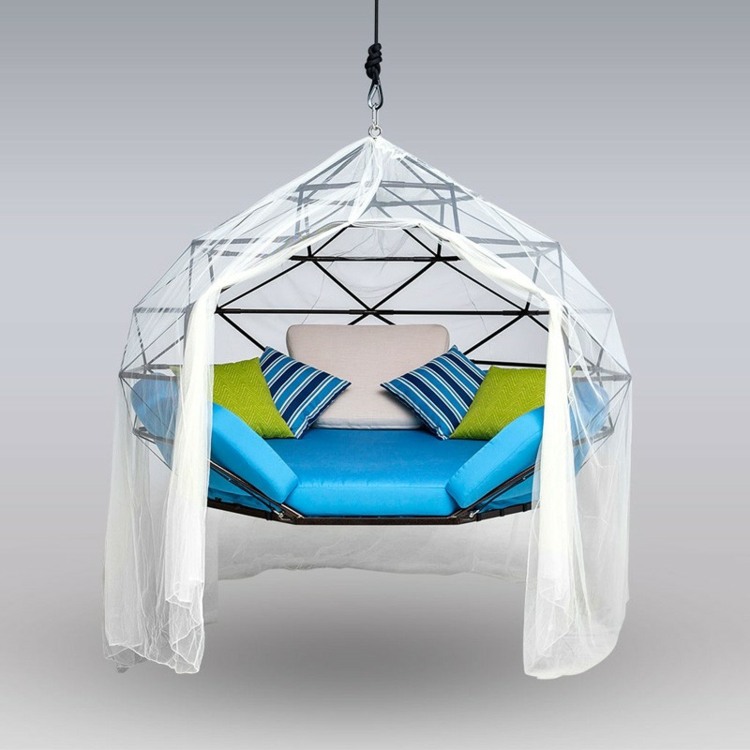 design abstrato swing azul assento almofada fly net ideia jardim terraço