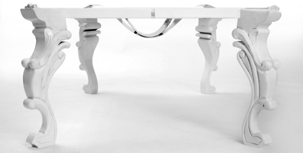 Produção especial de pernas de mesa de cor branca