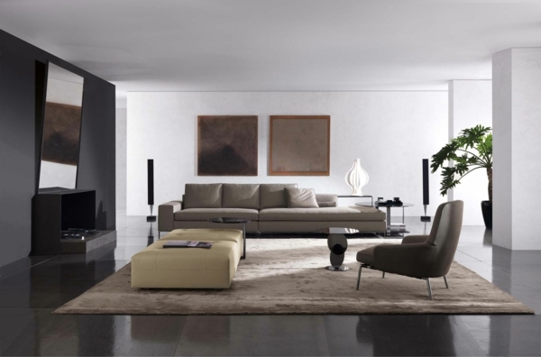 moderno-móveis-sala-bege-marrom-esquema de cores