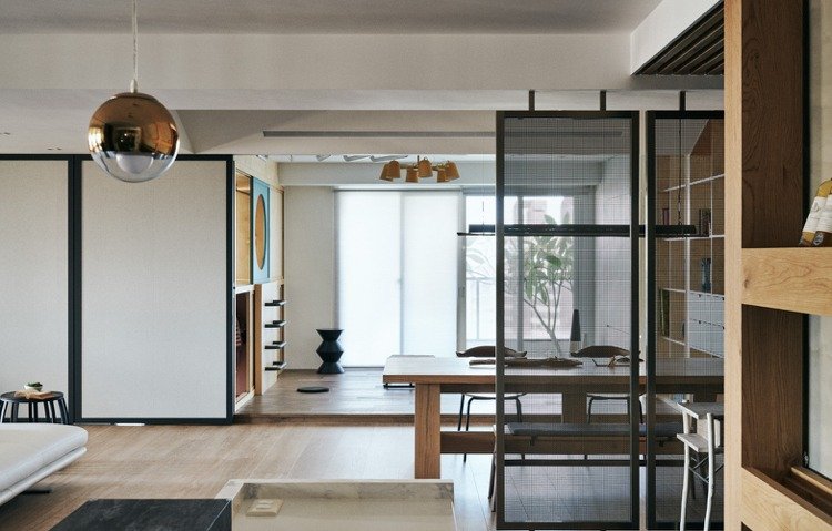 Mobilar um apartamento moderno Sistemas de portas deslizantes de madeira com tela de quartos de hóspedes