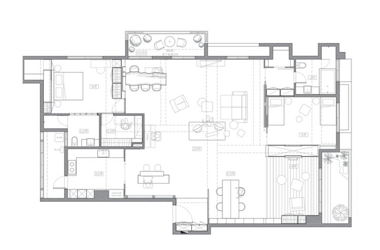 Projeto do apartamento, esboço da distribuição do novo quarto