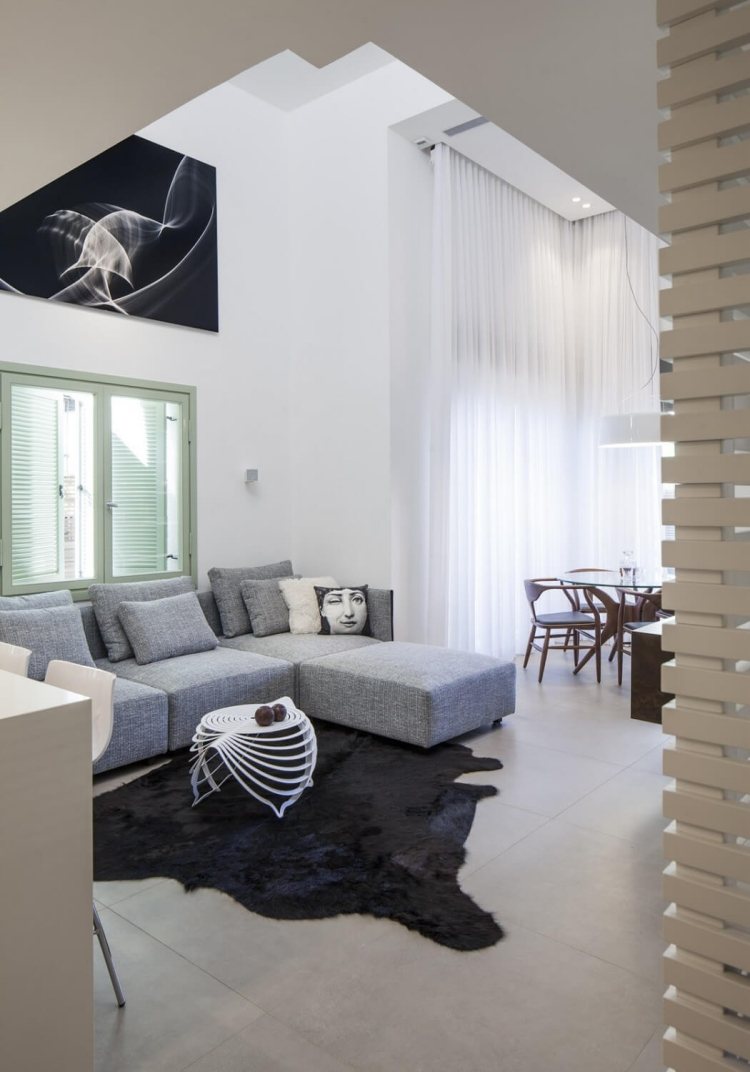 sala de estar-cinza-branco-design minimalista-apartamento-loft
