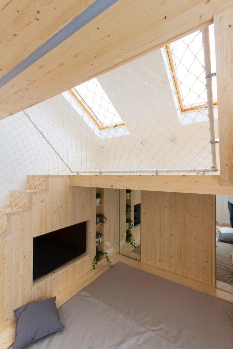 quarto-área de recreação-clarabóia-luz-natural-escandinavo-toque