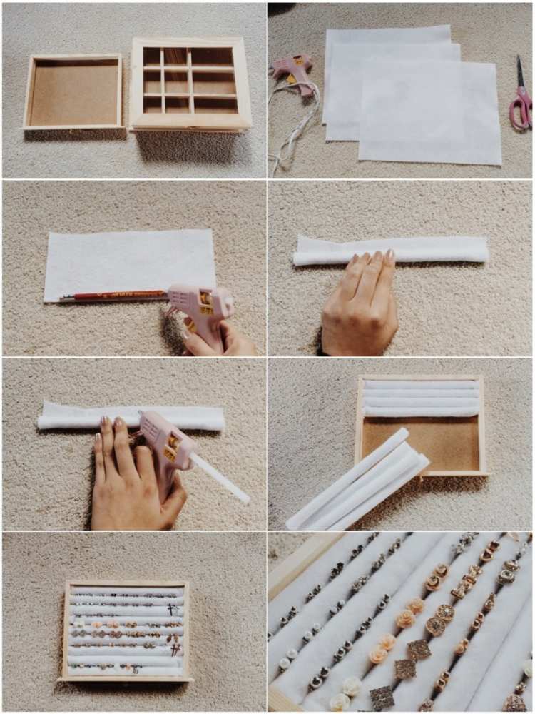 Instruções para mexer caixa de joias - feltro de lápis