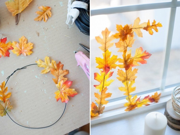 janela-decoração-outono-faça-você-mesmo-faça-você-mesmo-folhas-de-outono-artificial-fio-coroa-laranja-amarelo