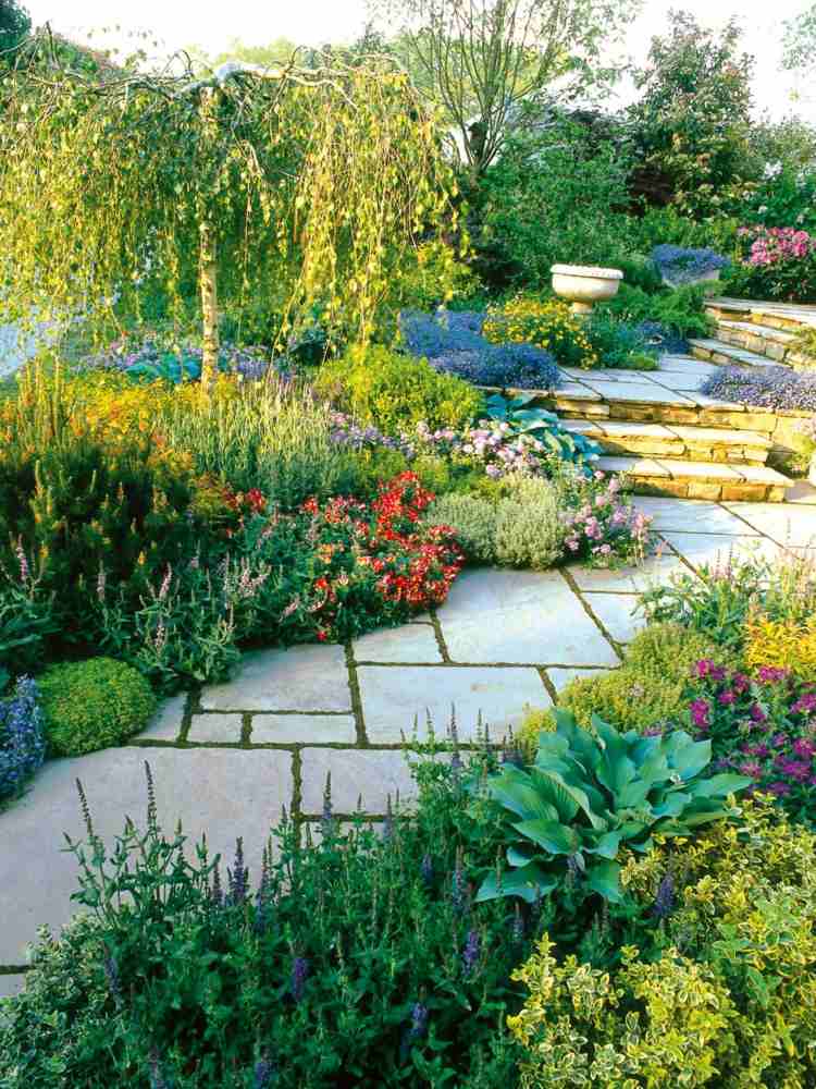 jardim-caminhos-assentamento-pedra-ladrilhos-plantas-mistura geométrica