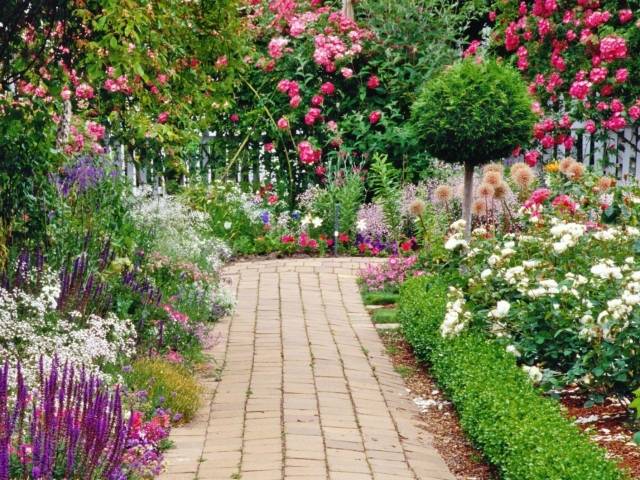 crie caminhos de jardim frescos pratos coloridos muitas flores coloridas