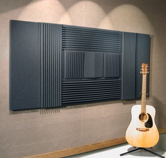 Estúdio de música-parede-design-idéias-painéis acústicos - painéis de parede-material-espuma de poliuretano-monocromático