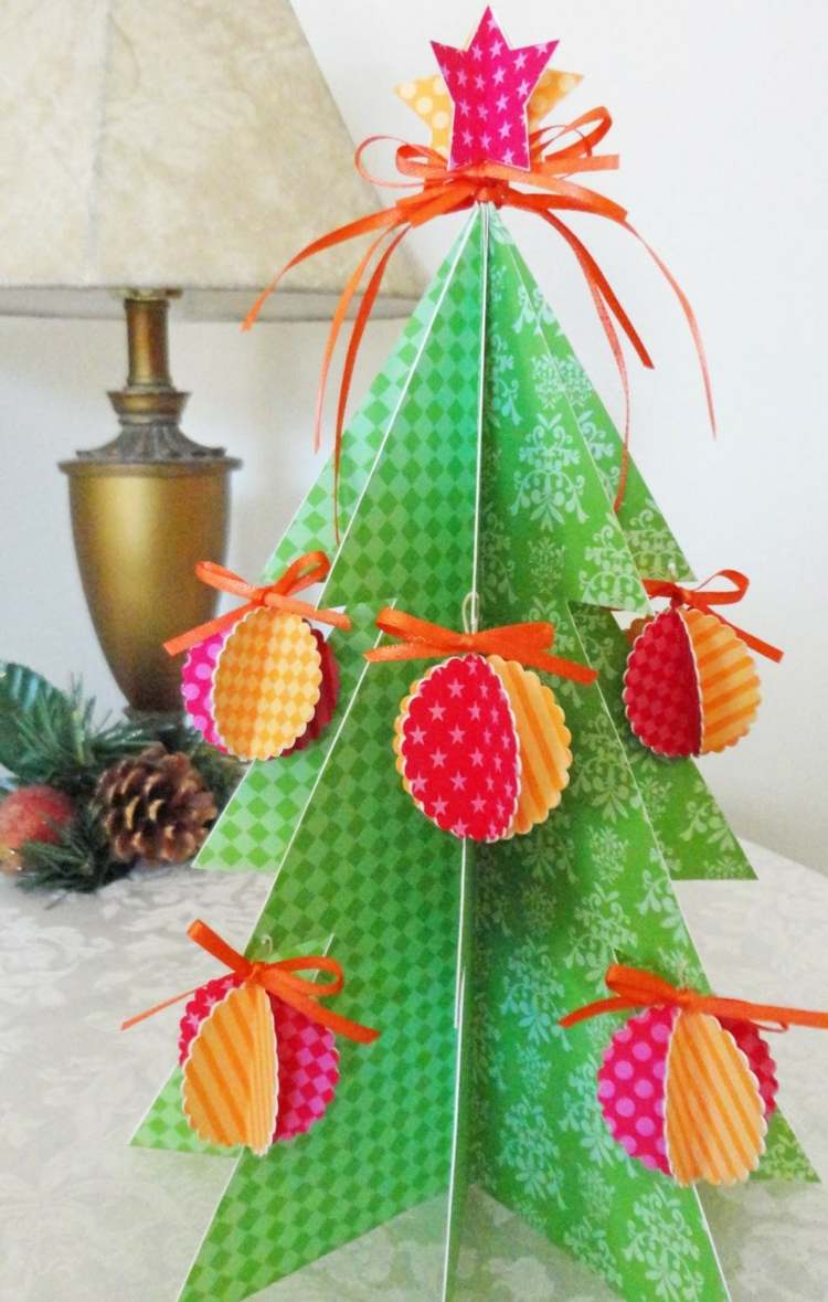 rápido natal artesanato ideias papelão bolas verdes rosa laranja árvore de natal