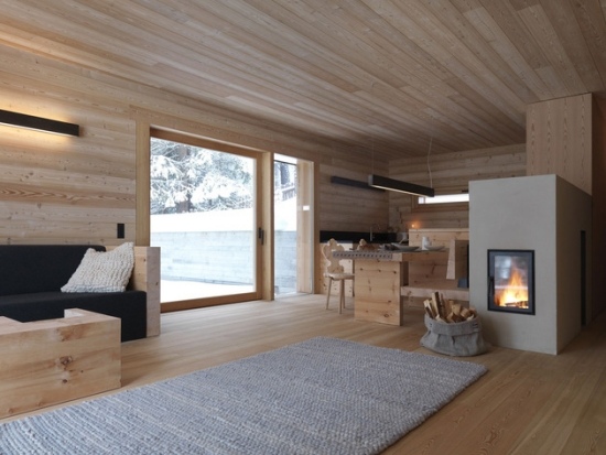 design de interiores moderno simples móveis de madeira em todos os lugares