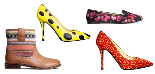 Sapato-tendência-outono-2014-colorido-estampado-liso-e-com-salto-H & amp; M-Moschino