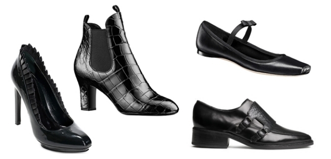 Sapato-tendência-no-outono-2014-preto-couro liso-Alexander-McQueen-Louis-Vuitton-H & M-Dior