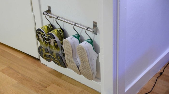 espaço-economia-idéias-sapato-sistema-rack de metal para roupas