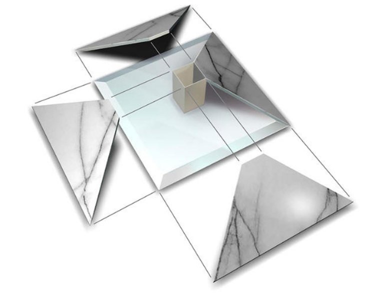 flutuante-móveis-futurista-design-mesa-construção-pirâmide-mármore