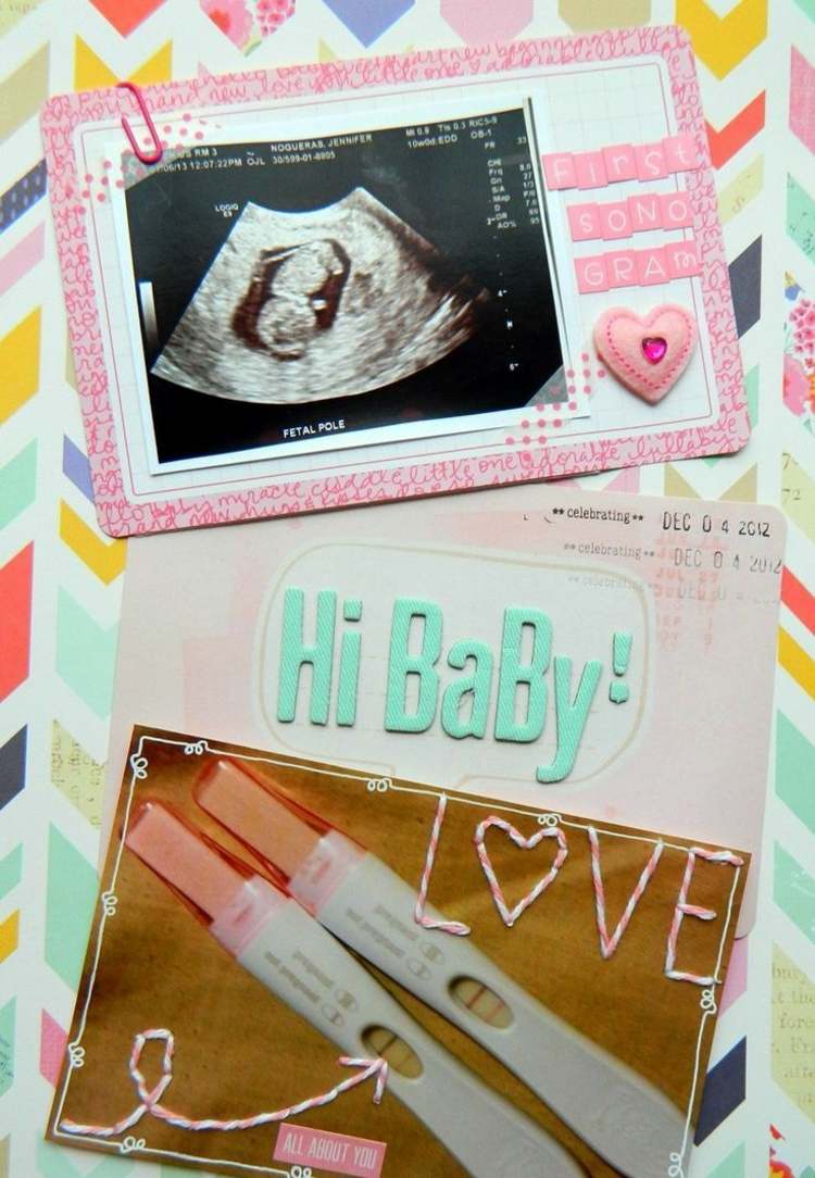 Álbum de recortes-ideias-gravidez-lembrete-bebê-ultrassom-foto-consertar